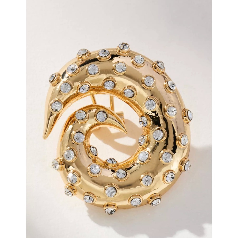 Anthropologie Single Swirl Crystal Drop Ocean Shell Earrings